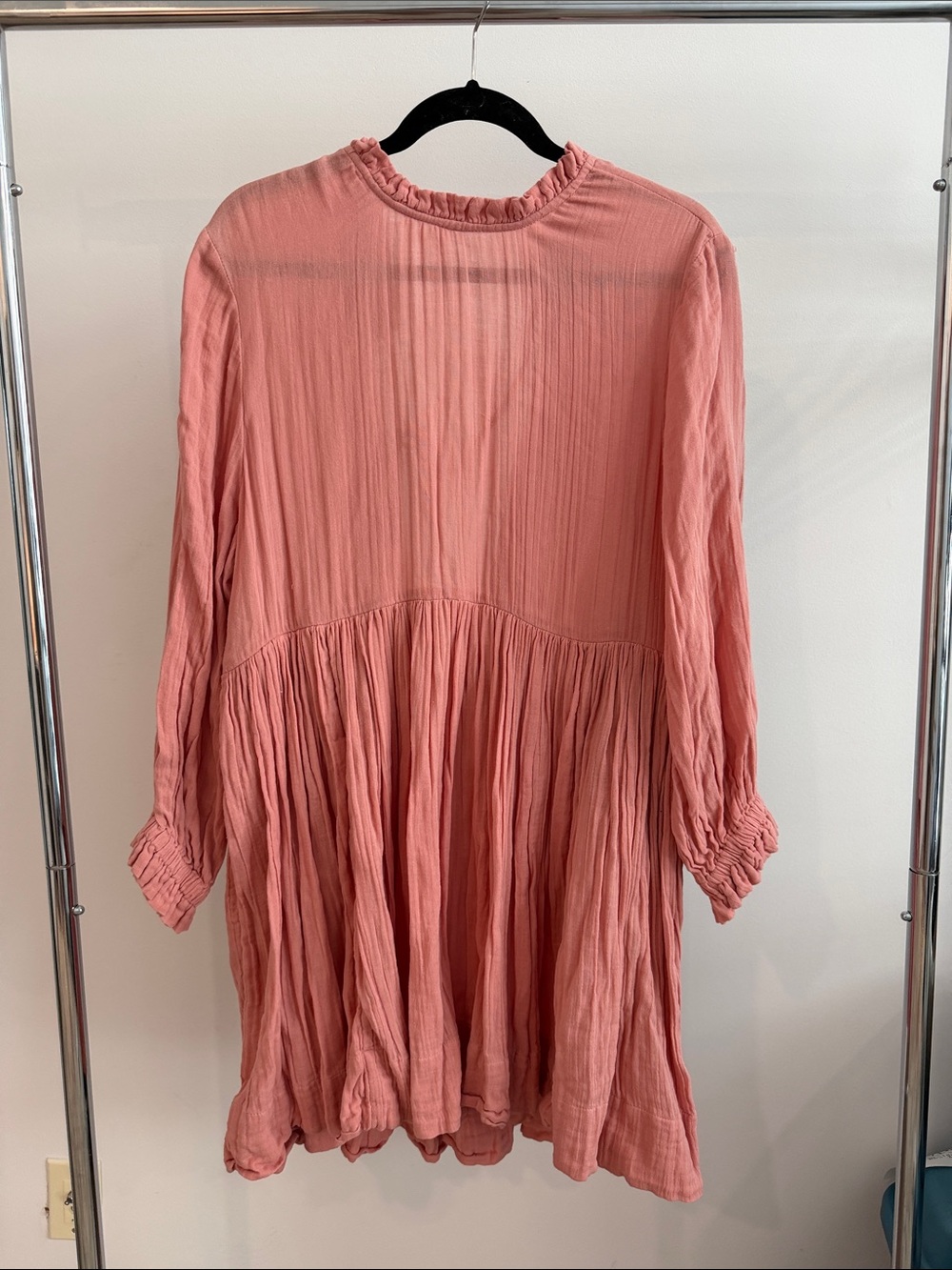 Free People' Pink Ruffle-Neck Cotton Dress